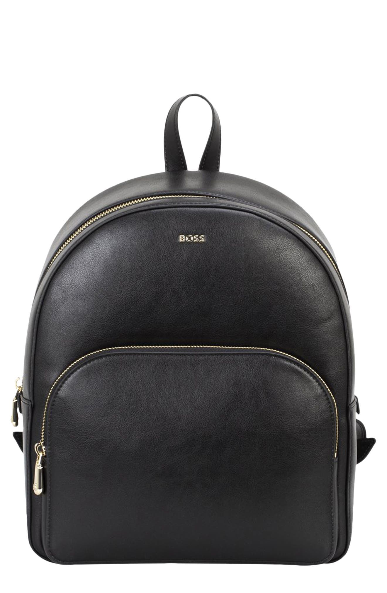 HUGO Numah Bonded Leather Backpack, Main, color, Black