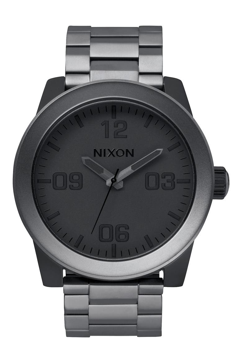 The Corporal Bracelet Watch, 48mm, Main, color, MATTE BLACK/MATTE GUNMETAL