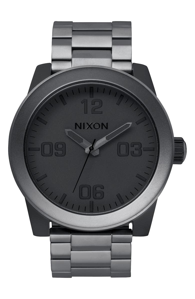 Nixon The Corporal Bracelet Watch, 48mm, Main, color, Matte Black/Matte Gunmetal