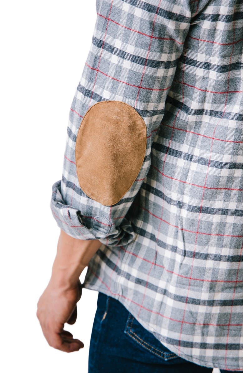 Hope & Henry Men's Organic Flannel Shirt with Elbow Patches, Alternate, color, 
