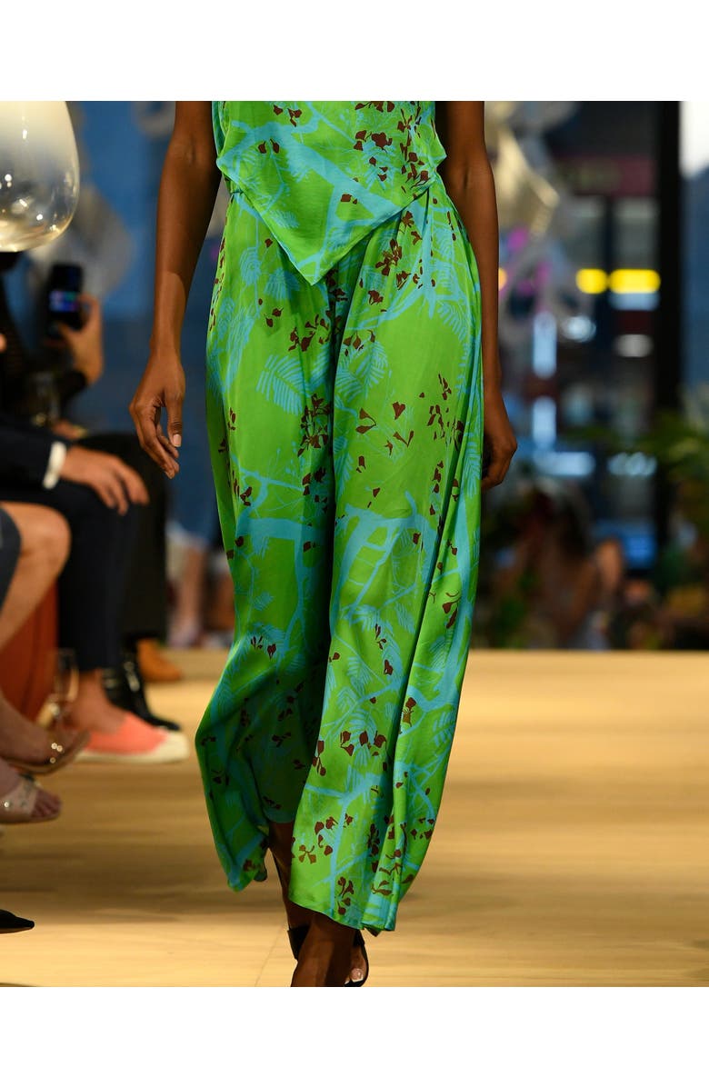 Lost Pattern NYC "Coco Dream" Satin Midi Skirt, Alternate, color, Green