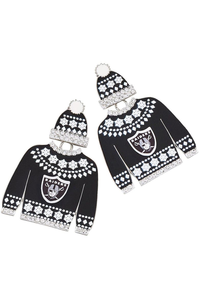 Women's BaubleBar Las Vegas Raiders Sweater Earrings, Main, color, Black