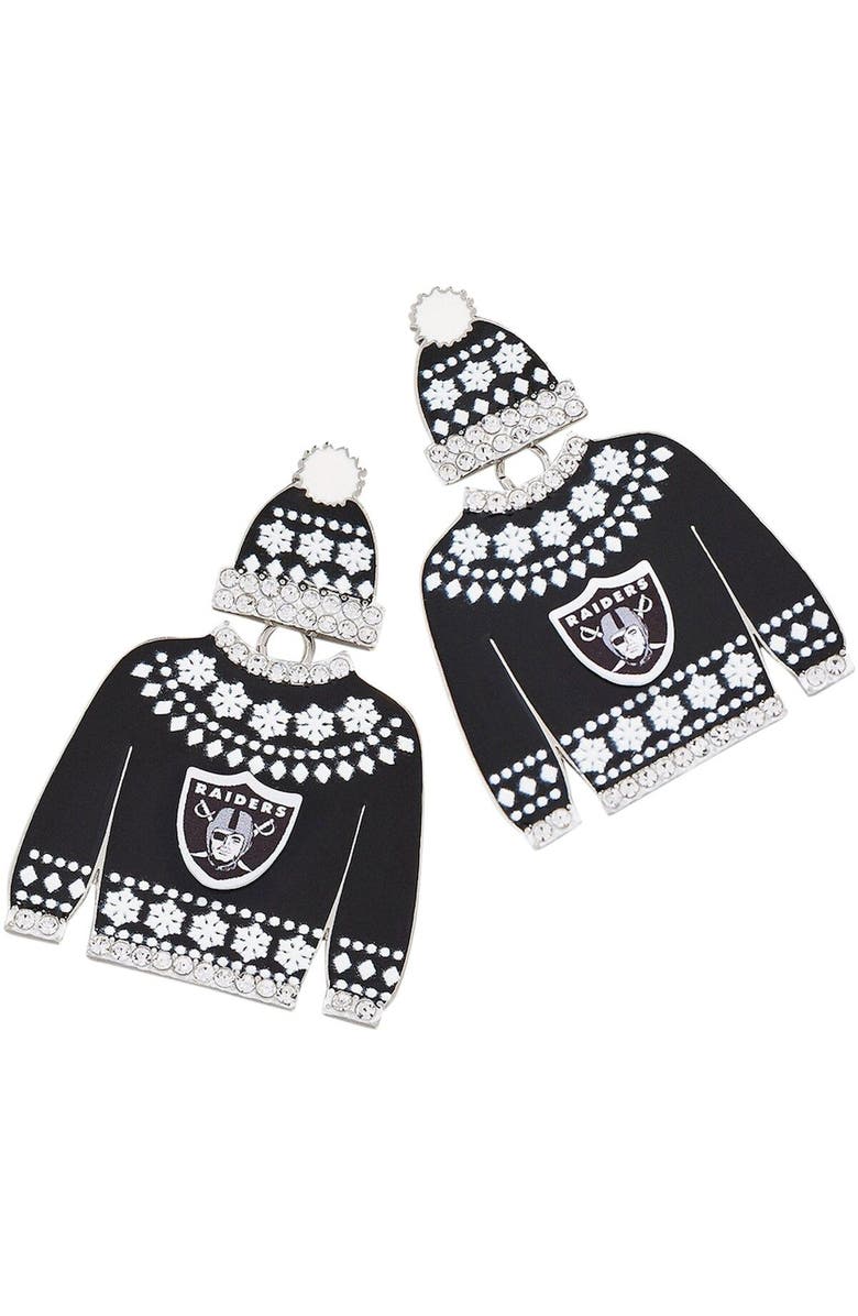 BaubleBar Women's BaubleBar Las Vegas Raiders Sweater Earrings, Main, color, Black