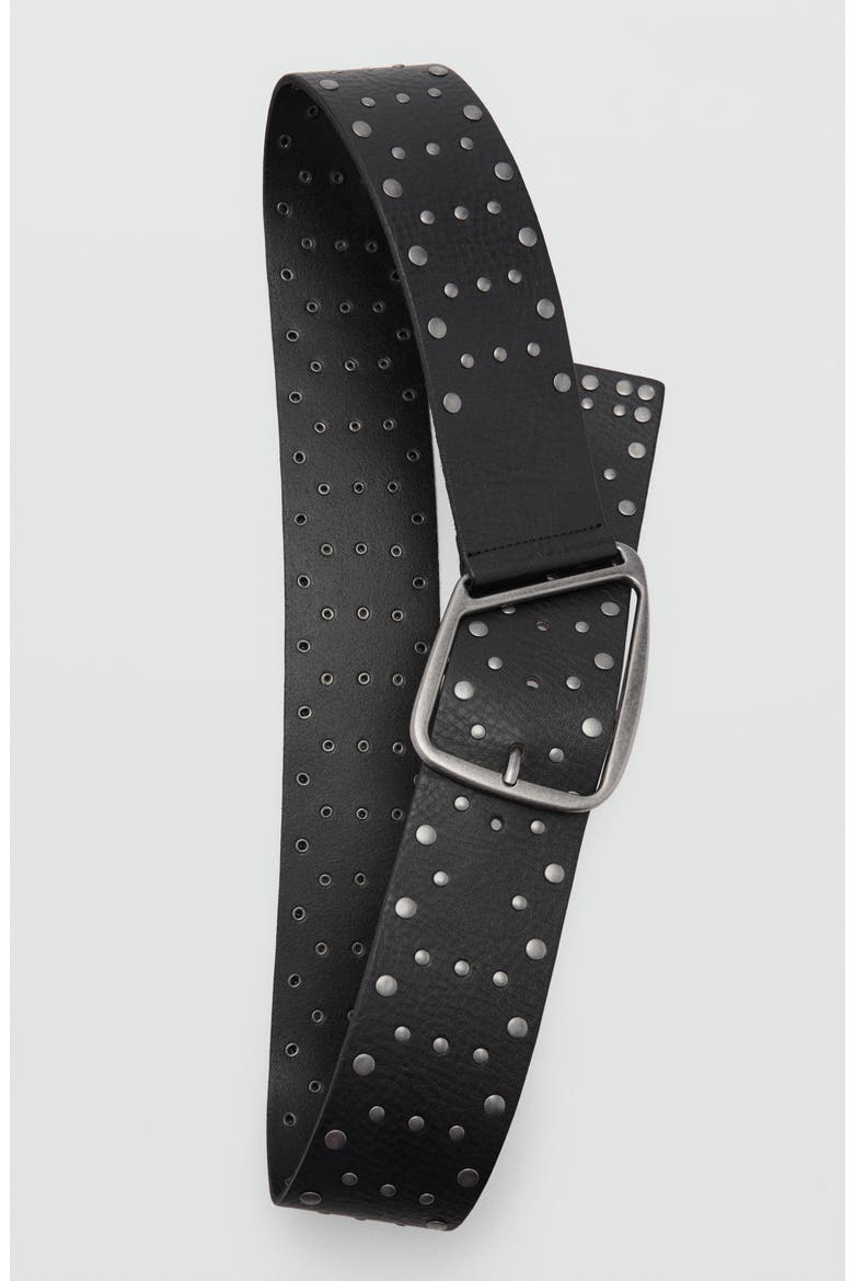 Stud Leather Belt, Alternate, color, BLACK
