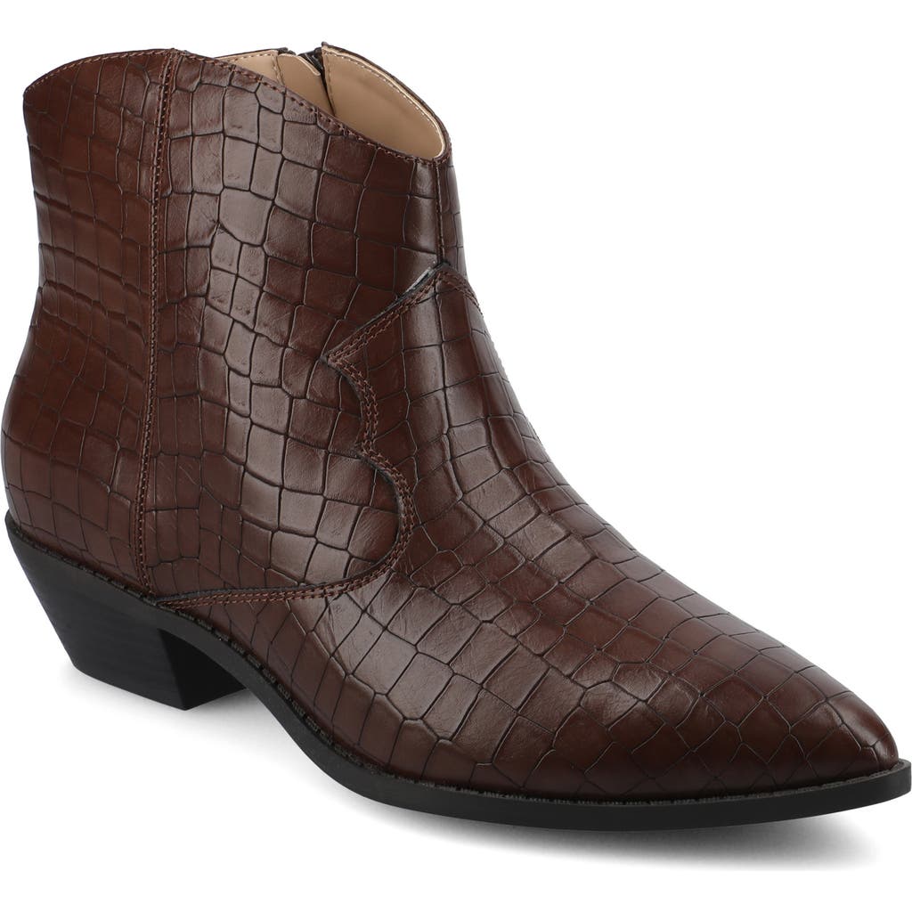 Journee Collection Taliah Western Ankle Boot In Brown