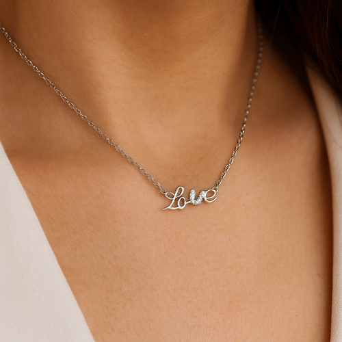 Donatello Gian Sterling Silver Love Necklace In Metallic