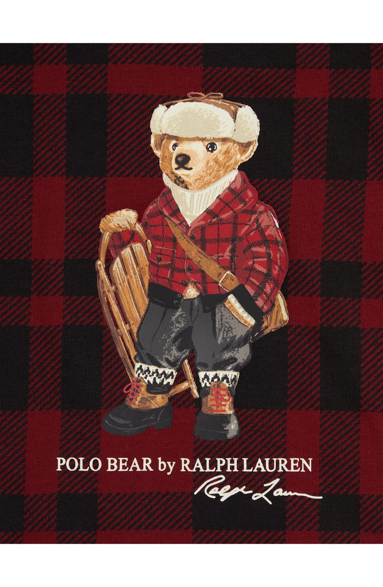Ralph Lauren Polo Bear Plaid Long Sleeve T-Shirt & Fleece Pants Set, Alternate, color, Red/ Blue Multi