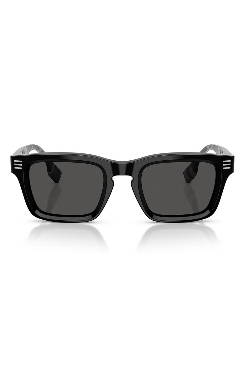 Burberry 51mm Rectangular Sunglasses, Main, color, Black/ Dark Grey
