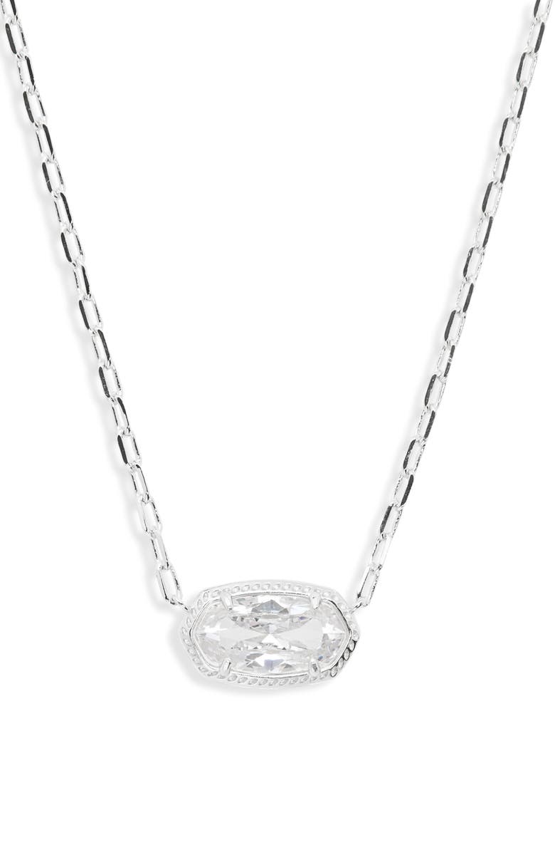 Kendra Scott Elisa Luxe Short Pendant Necklace, Main, color, Silver White Cubic Zirconia
