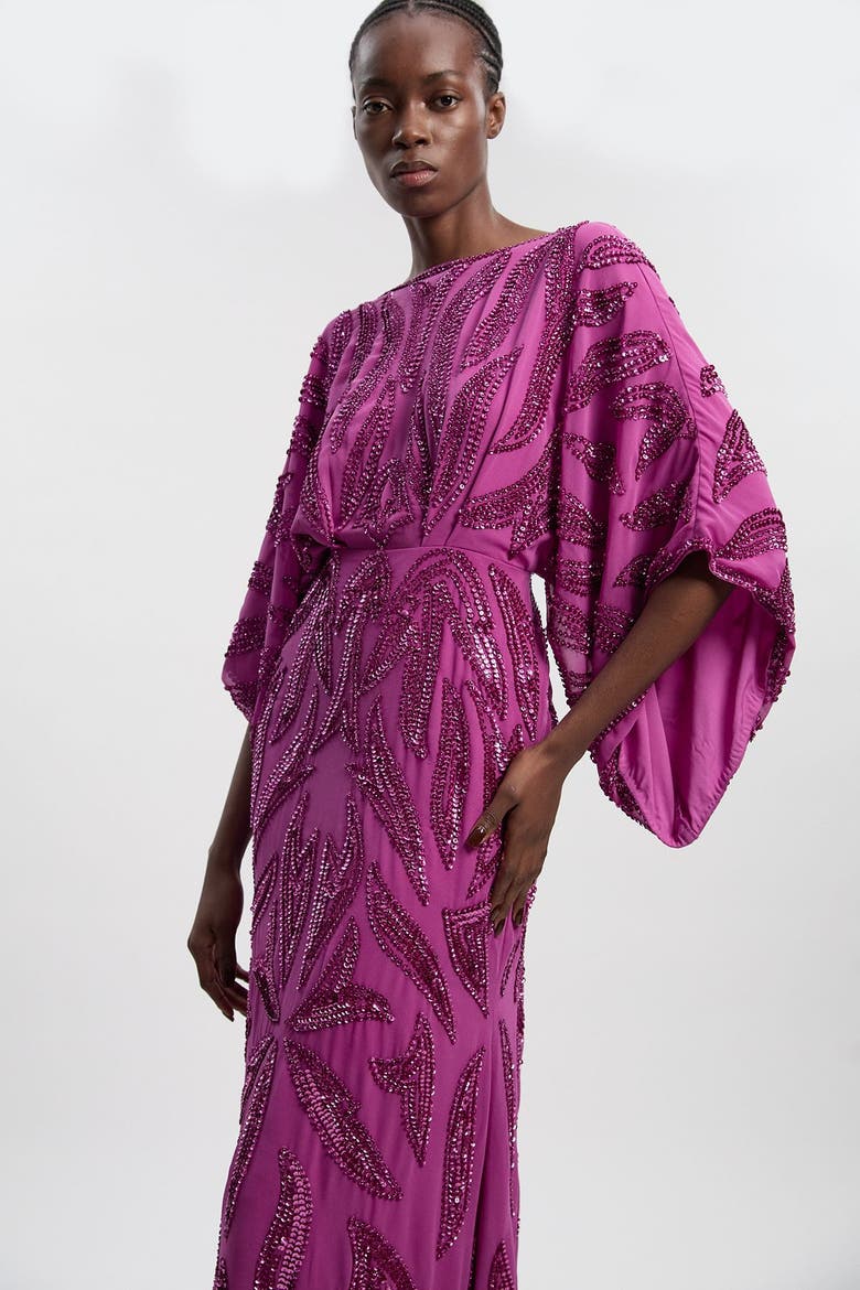 Embellished Maxi Dress, Alternate, color, Purple