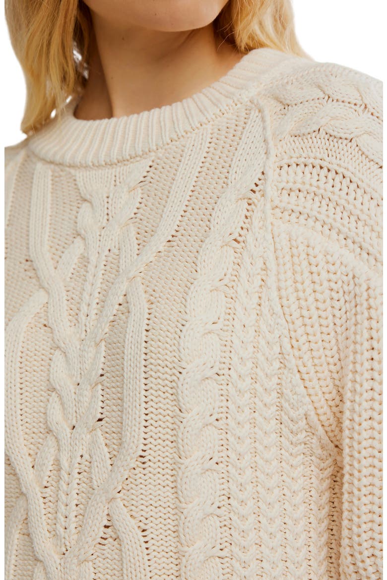 Frankie Cable Cotton Sweater, Alternate, color, BUTTERCREAM
