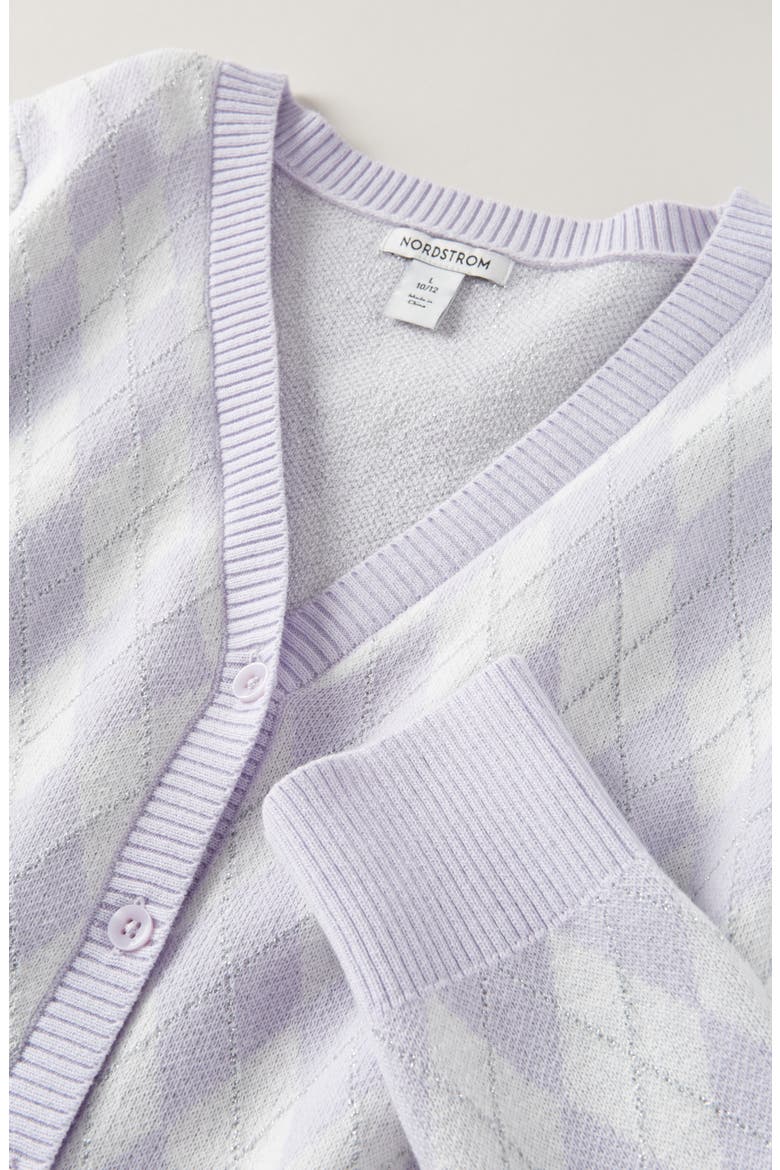Kids' Sparkle Argyle Knit Cardigan, Alternate, color, PURPLE CALLUNA ARGYLE