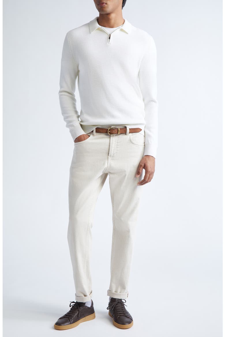 Virgin Wool Half Zip Polo Sweater, Alternate, color, 00 IVORY
