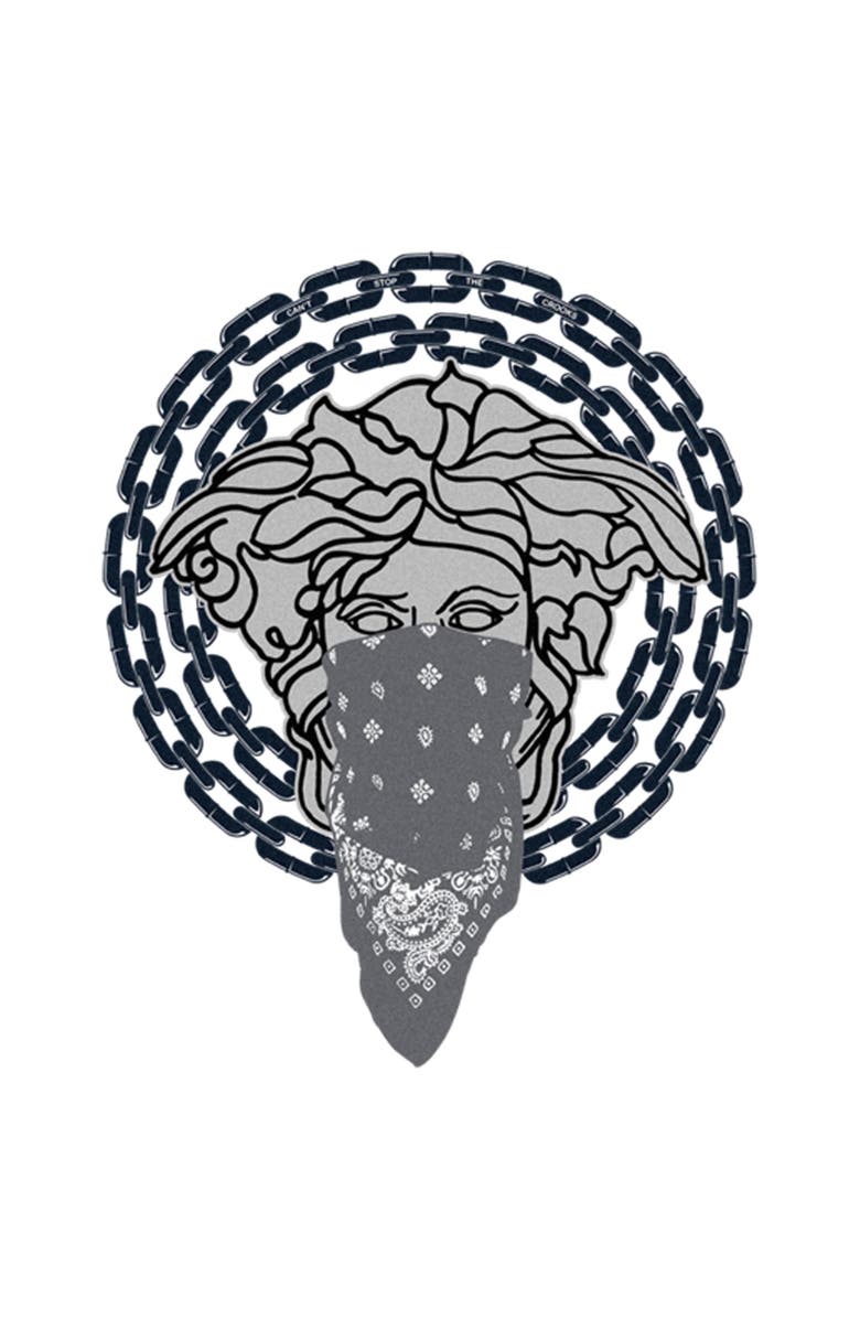 Crooks & Castles Men's Crooks & Castles Medusa Black Chains  Graphic T-Shirt, Alternate, color, White