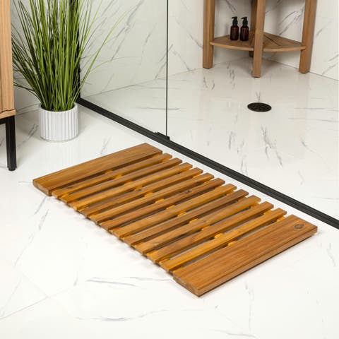 Paige Modern Classic Acacia Wood Slat Indoor/Outdoor Shower Mat