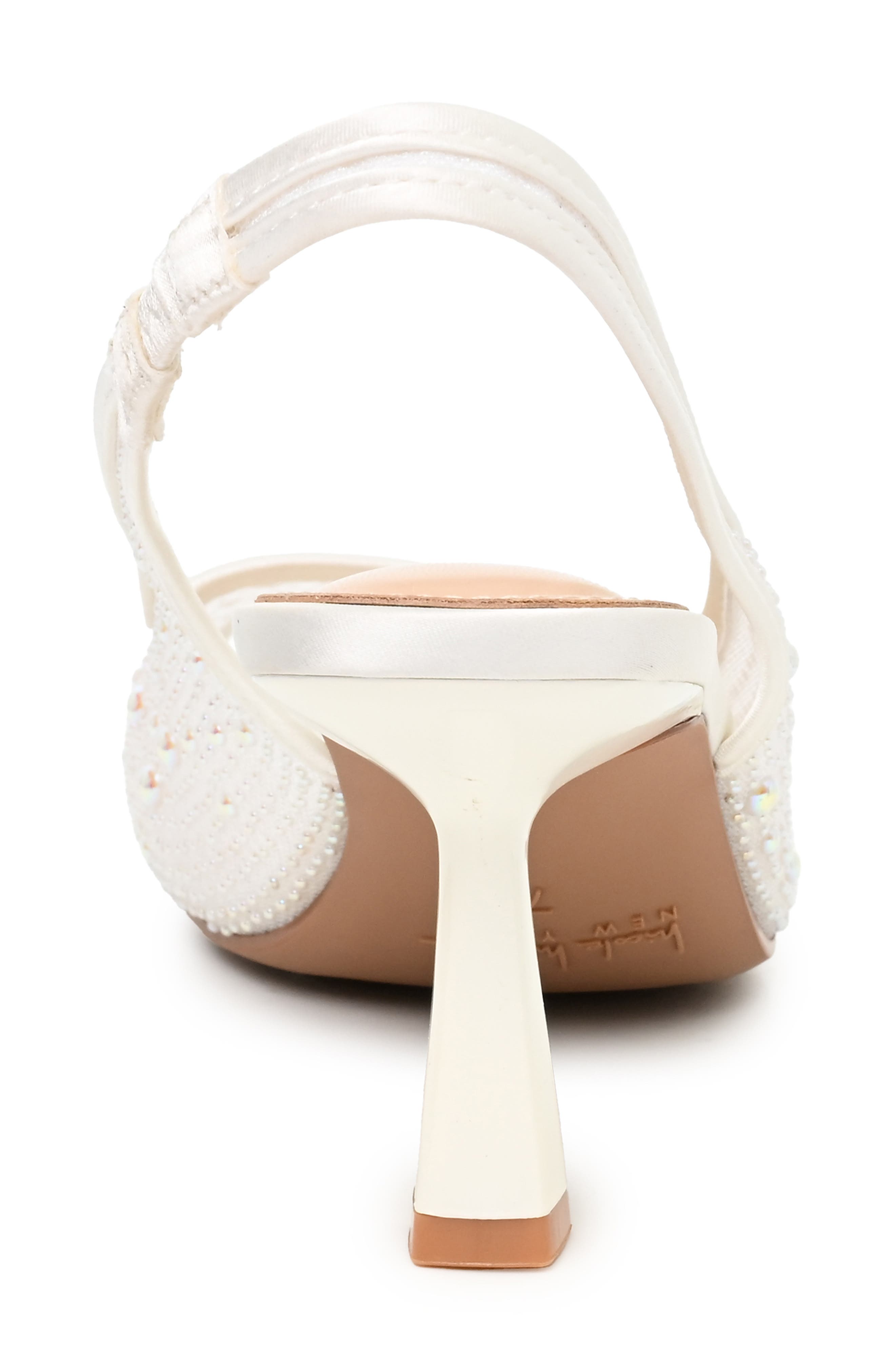 Peeps Crystal Peep Toe Slingback Pump, Alternate, color, WHITE PEARL MESH