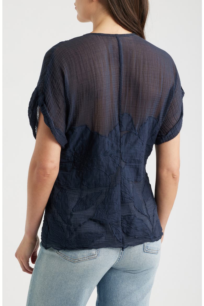 Sheer Cotton Petal Top, Alternate, color, NAVY TRANSPARENT PETAL