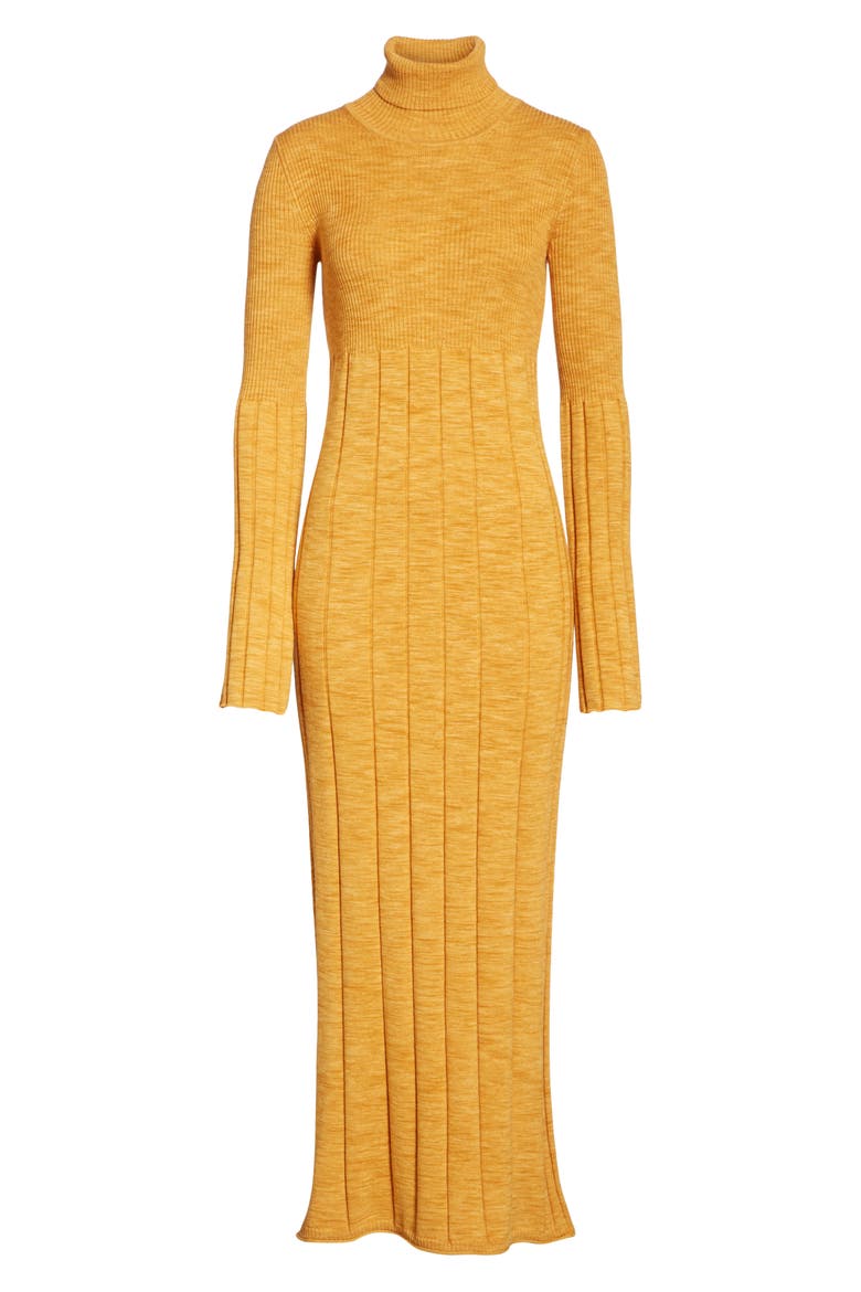 Clementine Ribbed Space Dye Wool Dress, Alternate, color, MARIGOLD