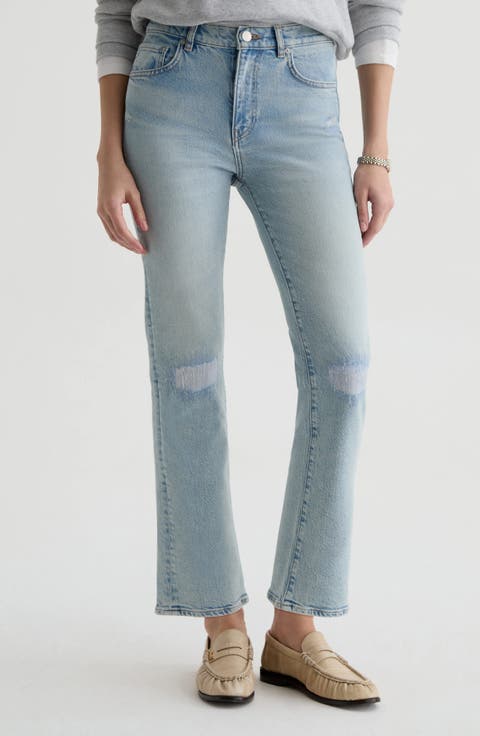 Brinley Rip & Repair Mid Rise Straight Leg Jeans (Riverbend)