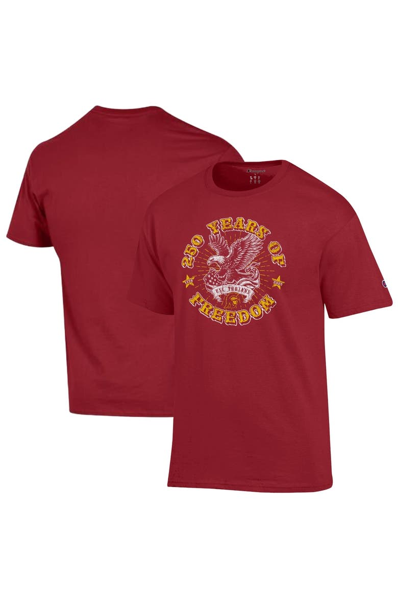 Men's Champion  Cardinal USC Trojans Americana 250 Years of Freedom Tonal T-Shirt, Main, color, Cardinal