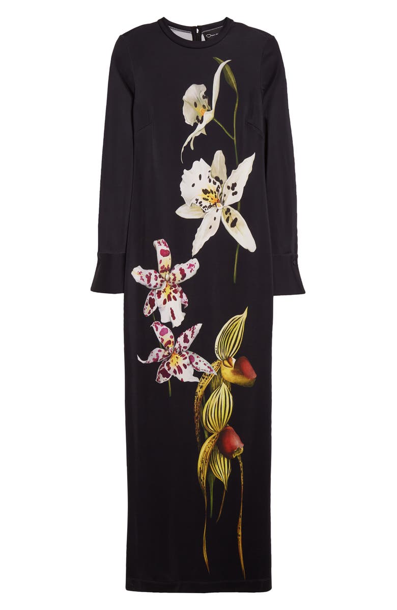 Oscar de la Renta Orchid Long Sleeve Jersey Dress, Main, color, 