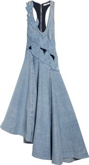 Zimmermann Alchemy Cutout Appliqué Asymmetric Denim Dress
