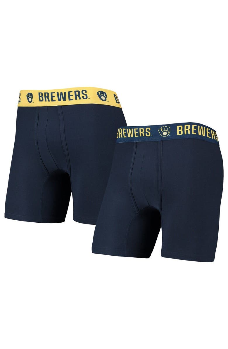 CONCEPTS SPORT Men's Concepts Sport Navy/Gold Milwaukee Brewers Two-Pack Flagship Boxer Briefs Set, Main, color, 