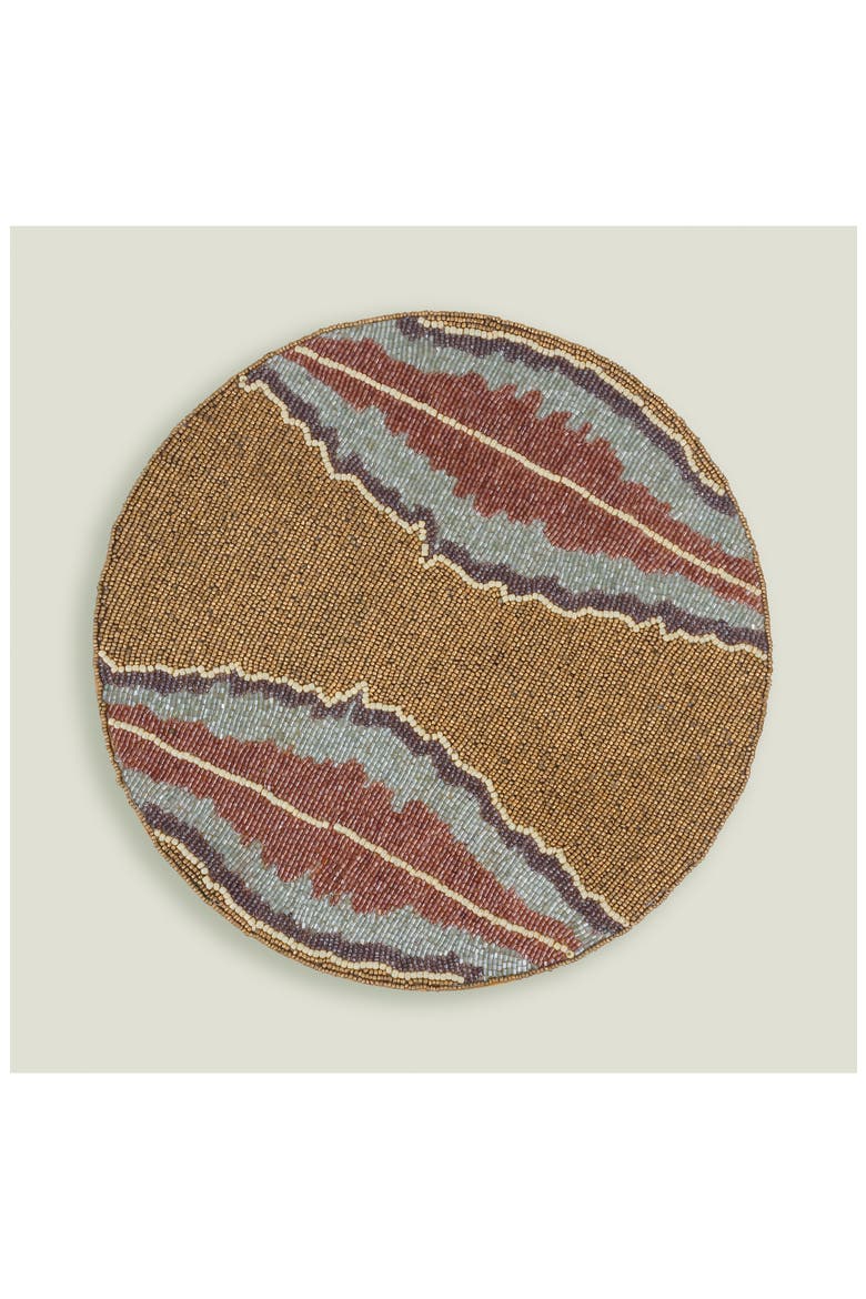 Lagon Beaded Placemat, Alternate, color, BROWN