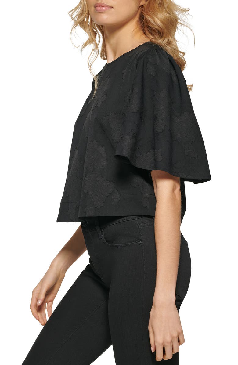 DKNY Flutter Sleeve Crop Top, Alternate, color,