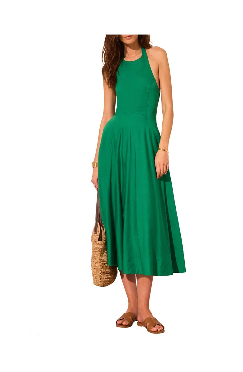 MINT VELVET Linen Blend Halter Midi Dress, Main, color, Green