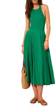MINT VELVET Linen Blend Halter Midi Dress