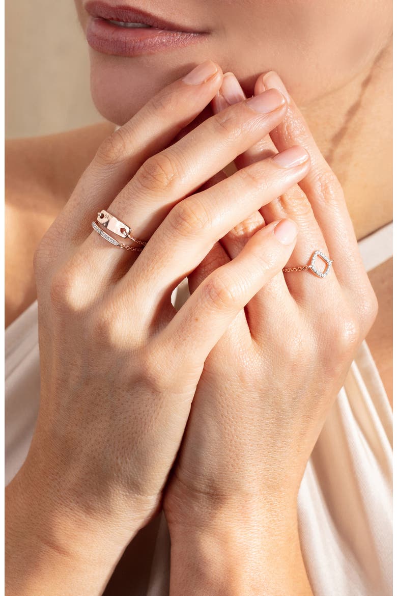 Skinny Bar Friendship Diamond Chain Ring, Alternate, color, ROSE GOLD