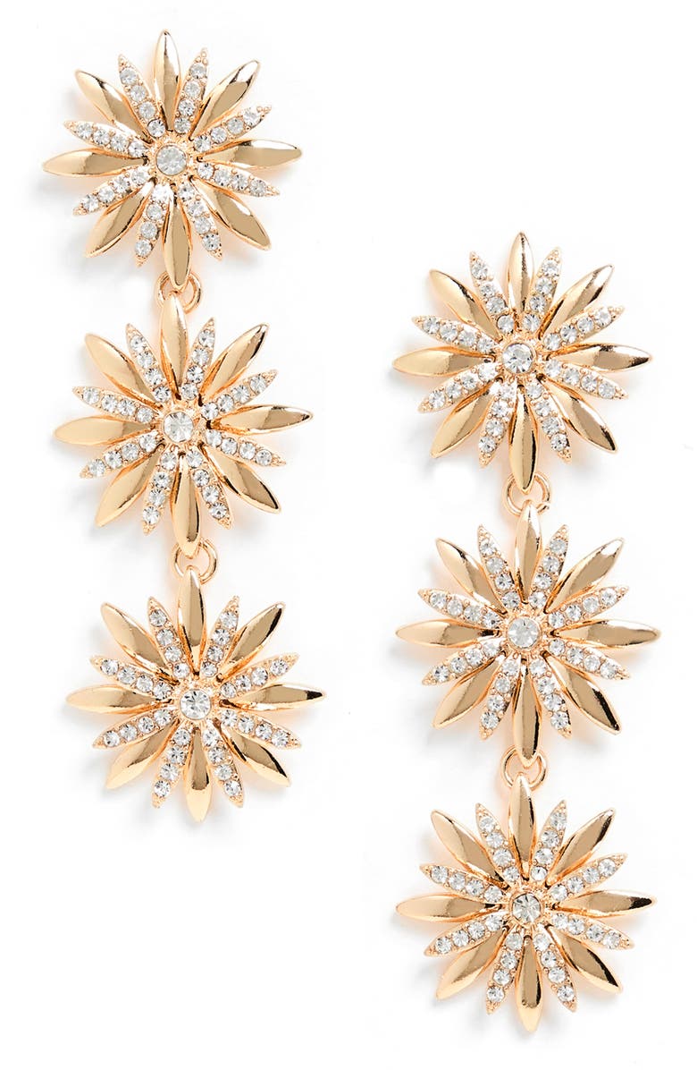 Shashi Saskia Cubic Zirconia Flower Drop Earrings, Main, color, 