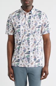 Swannies Oasis Tropical Icons Print Performance Golf Polo