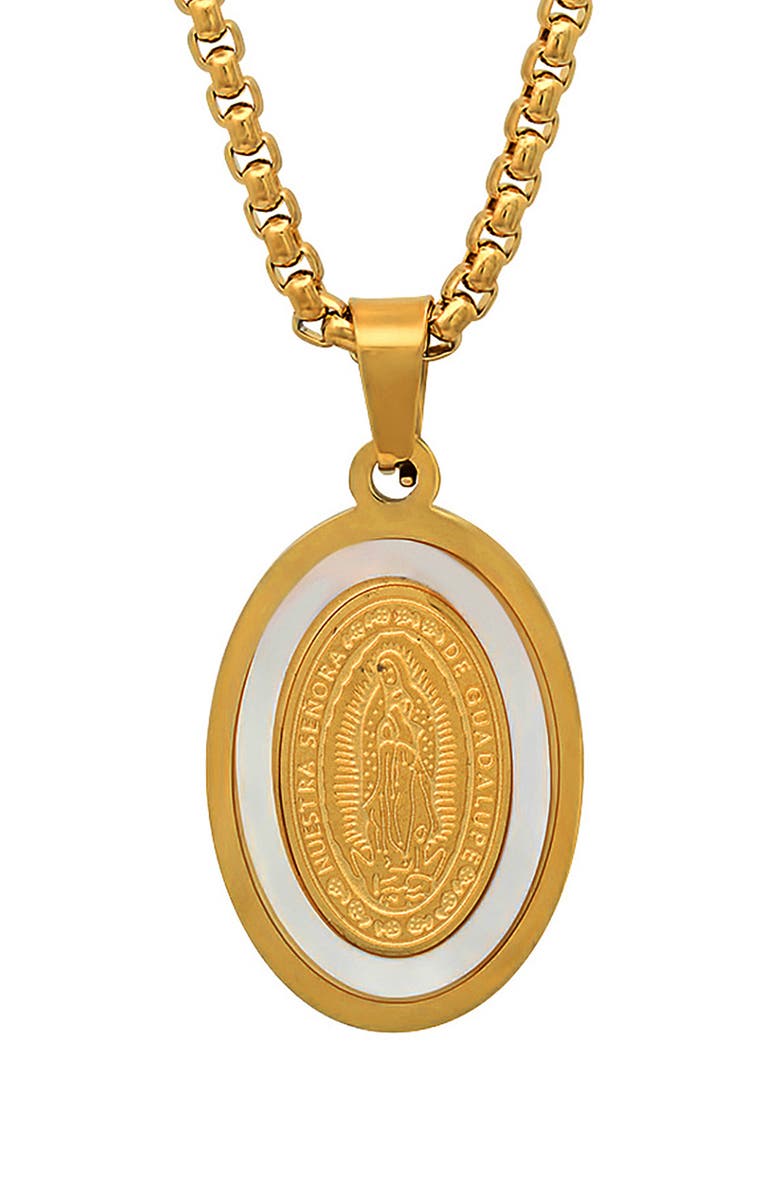 HMY JEWELRY Senora de Guadalupe Pendant Necklace, Alternate, color, Yellow