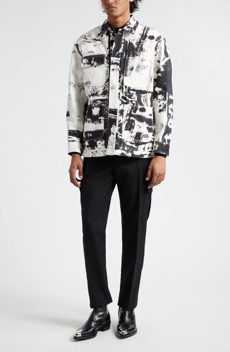 McQueen Fold Print Workwear Denim Chore Coat, Alternate, color,