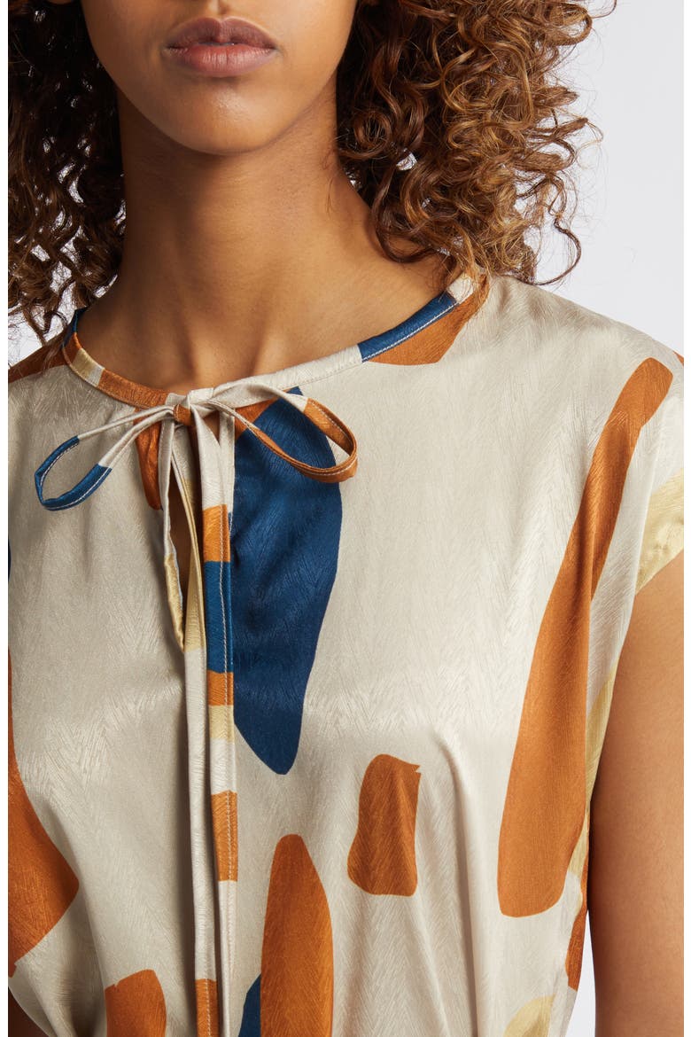 Tilo Print Tie Back Dress, Alternate, color, CREAM