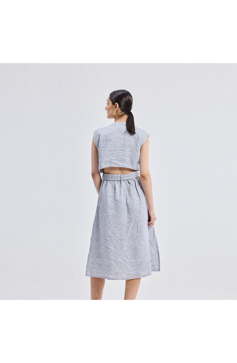 Reistor Back Cut Out Linen Dress, Alternate, color, Pin Striped