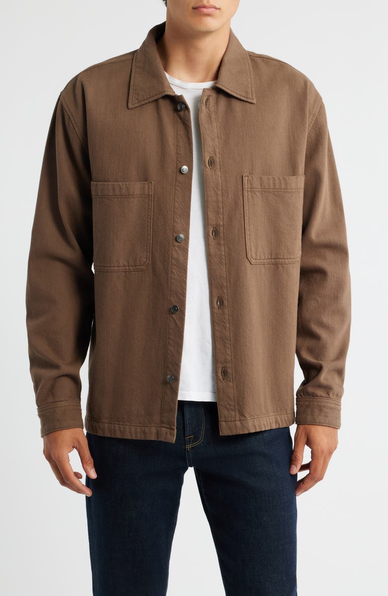 FRAME Textured Terry Double Pocket Overshirt, Main, color, Soft Mocha