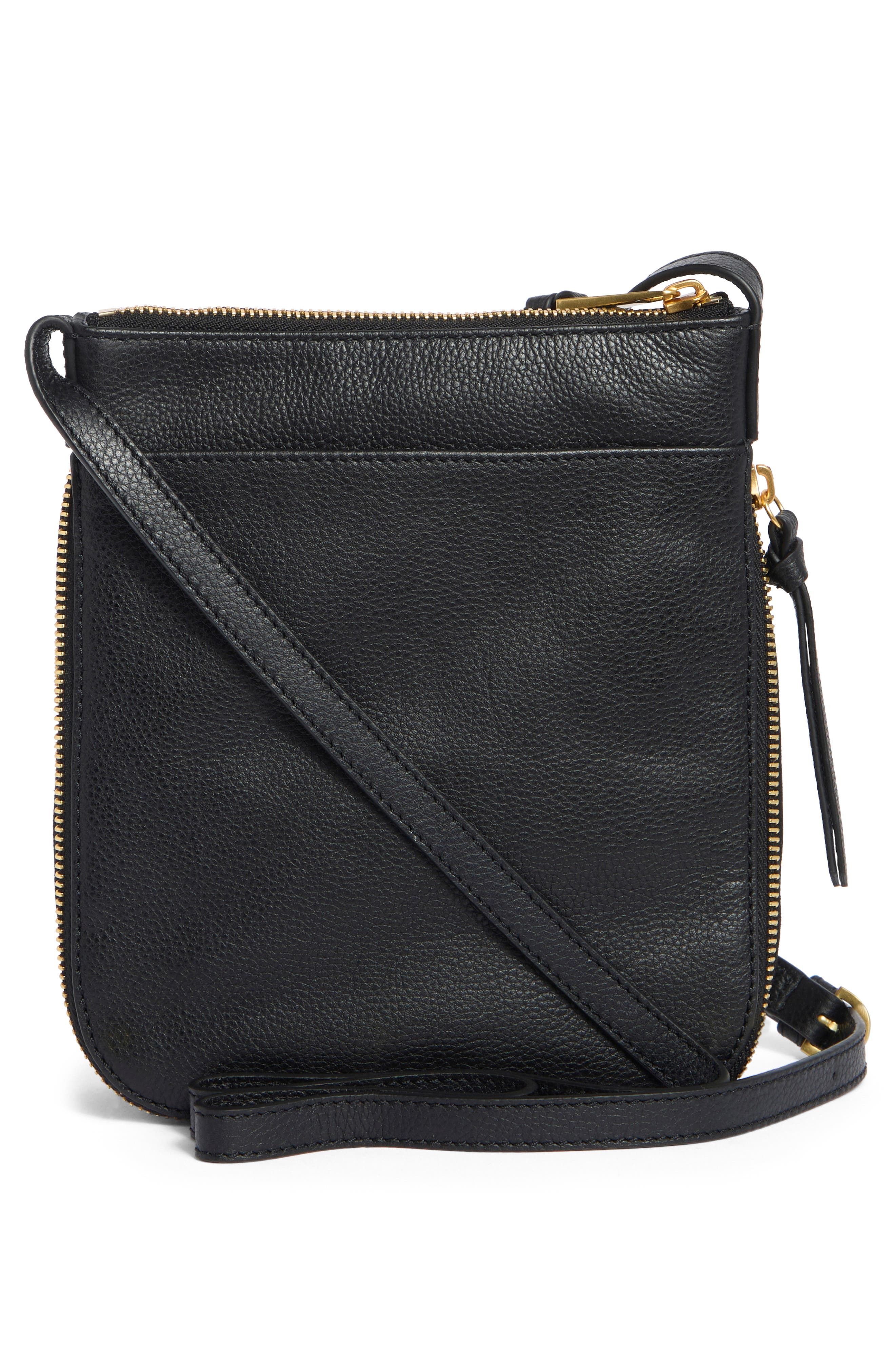 Vince Camuto Lorry Leather Crossbody Bag, Alternate, color, Black