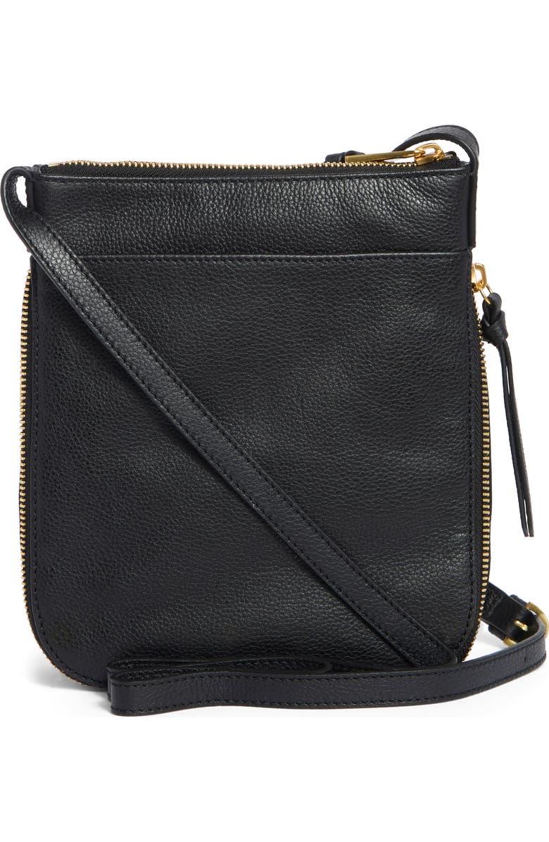 Vince Camuto Lorry Leather Crossbody Bag, Alternate, color, Black