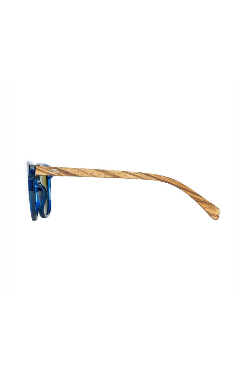 Color 22 Wooden Temple Polarized Sunglasses, Alternate, color, Blue