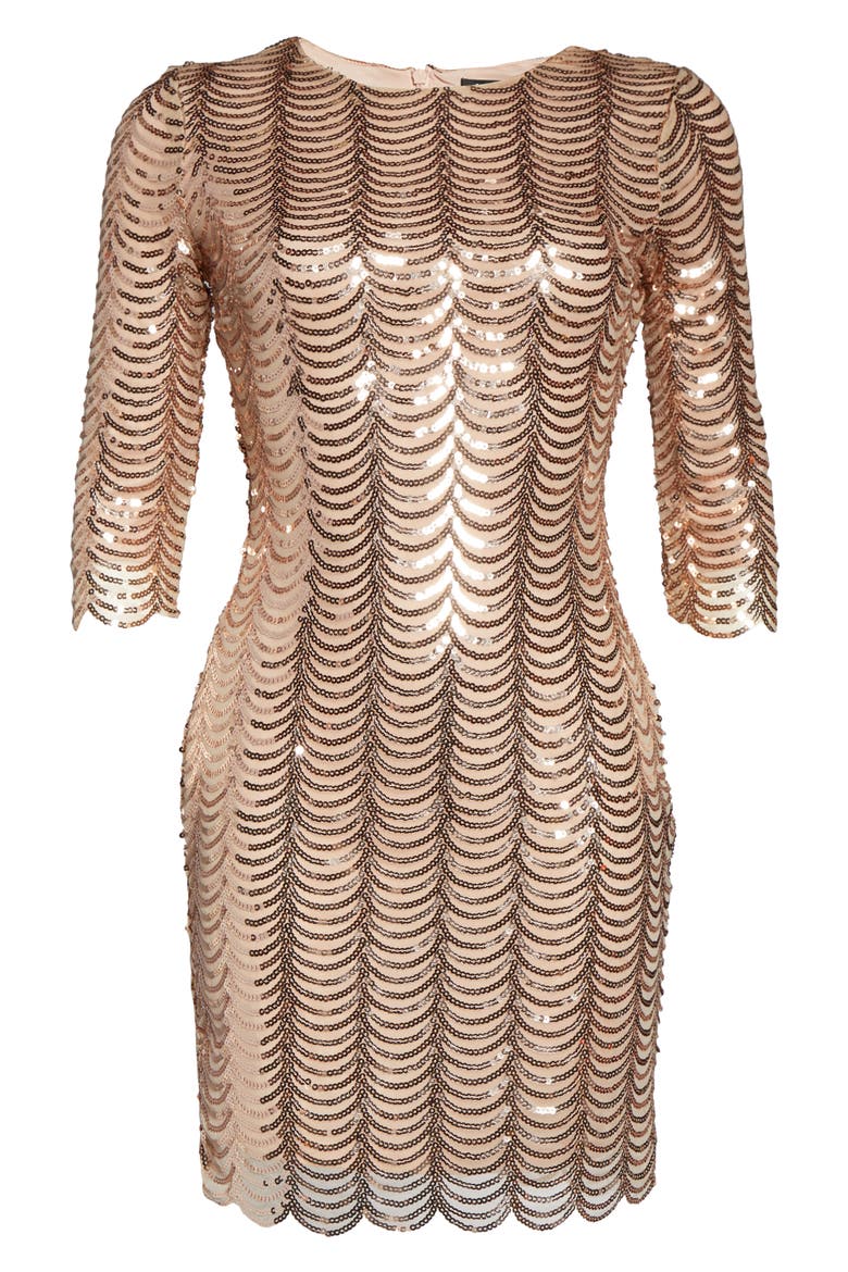Stardust Sequin Body-Con Minidress, Alternate, color, GOLD
