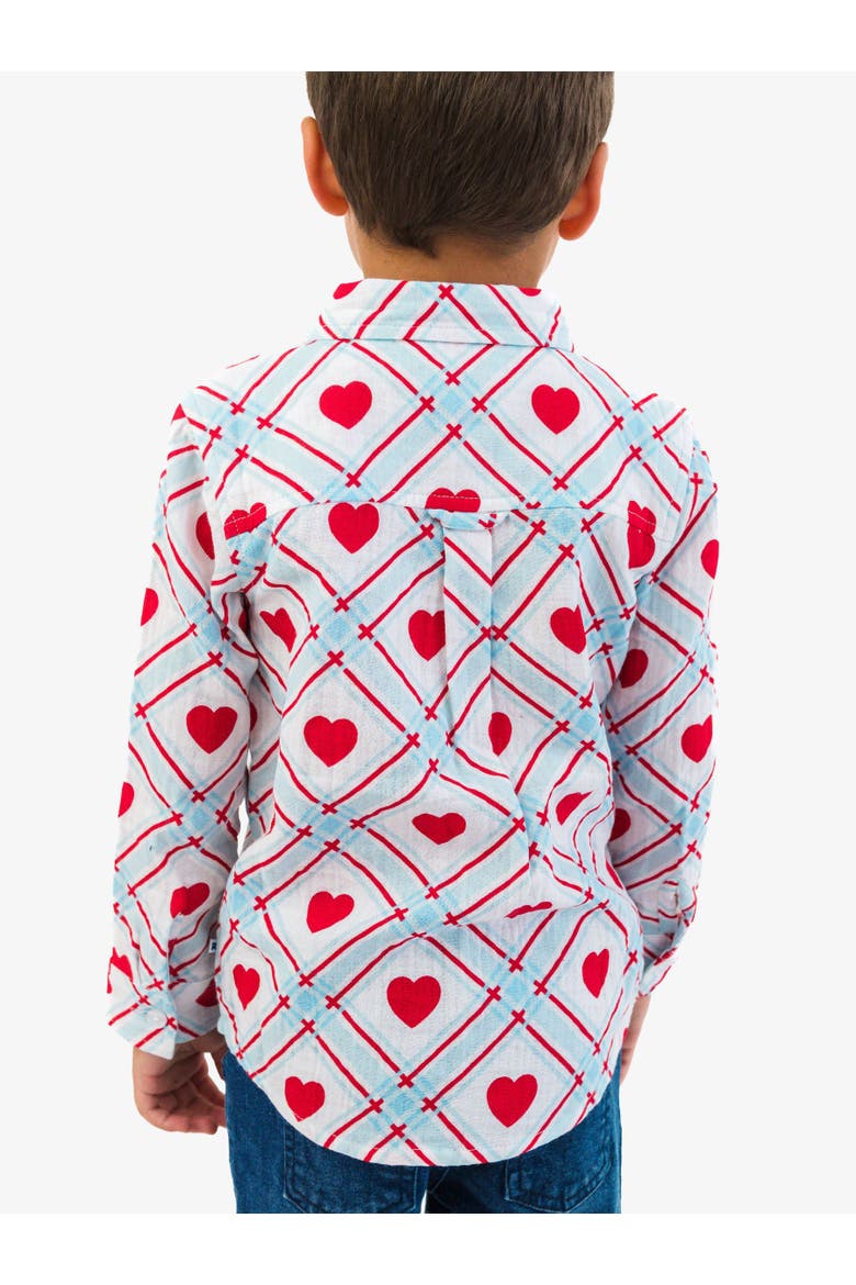 Cotton Gauze Long Sleeve Button Down Shirt, Alternate, color, Blue Sweetheart Plaid