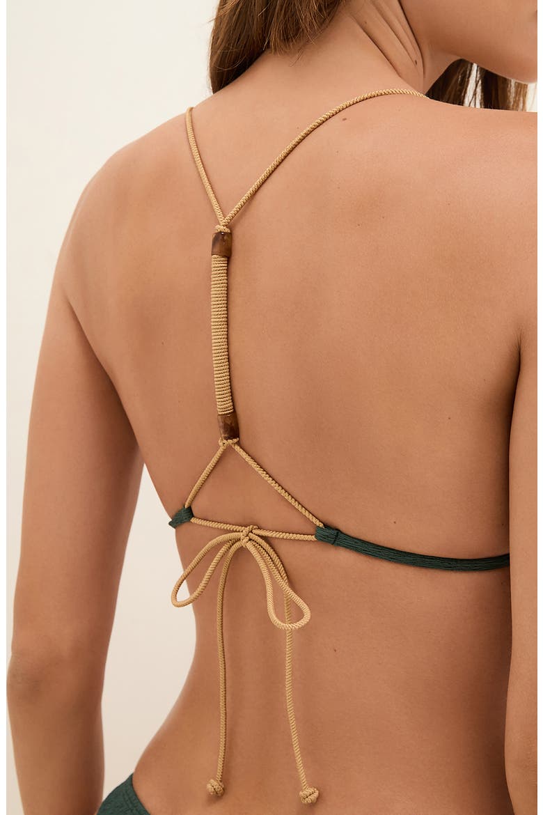 Firenze April Crinkle T-Back Bikini Top, Alternate, color, GREEN