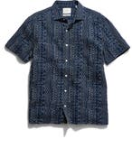 Billy Reid Geo Stitch Short Sleeve Linen Sport Shirt