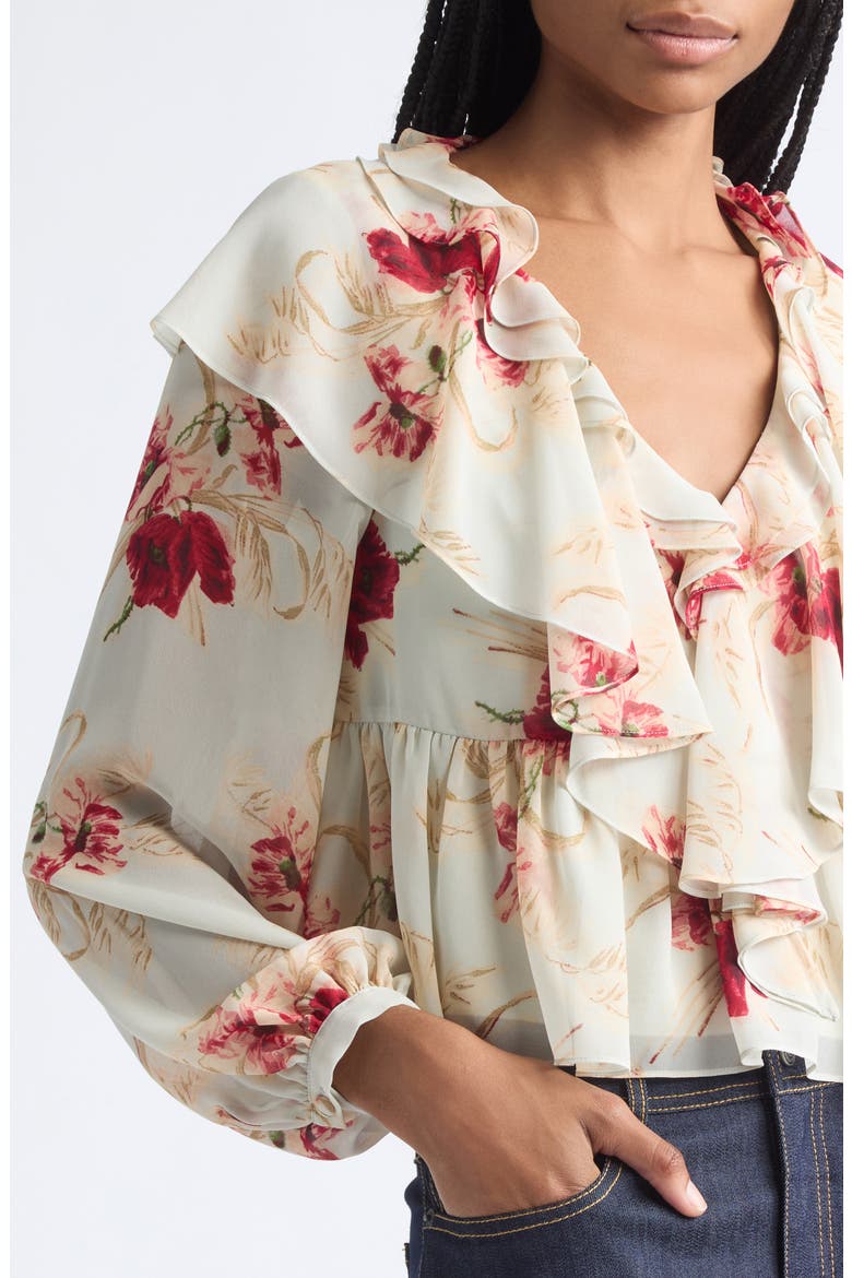 Aurore Wilted Poppy Ruffled Top, Alternate, color, POWDER BLUE MULTI