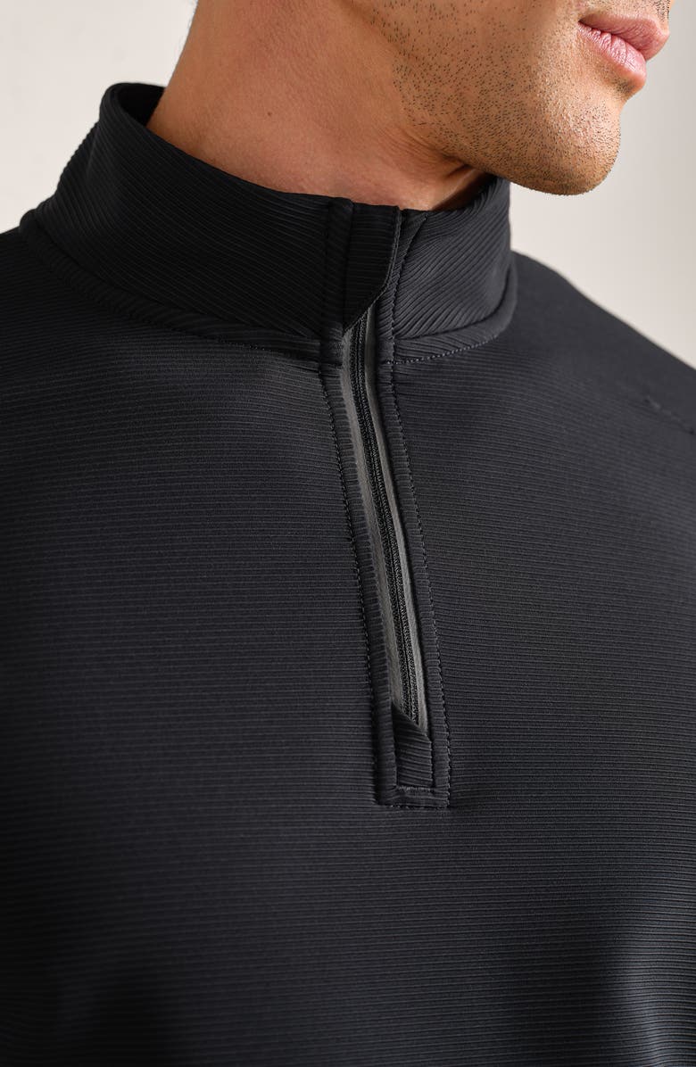 Rhone Covert Rib Quarter Zip Pullover, Alternate, color, Black