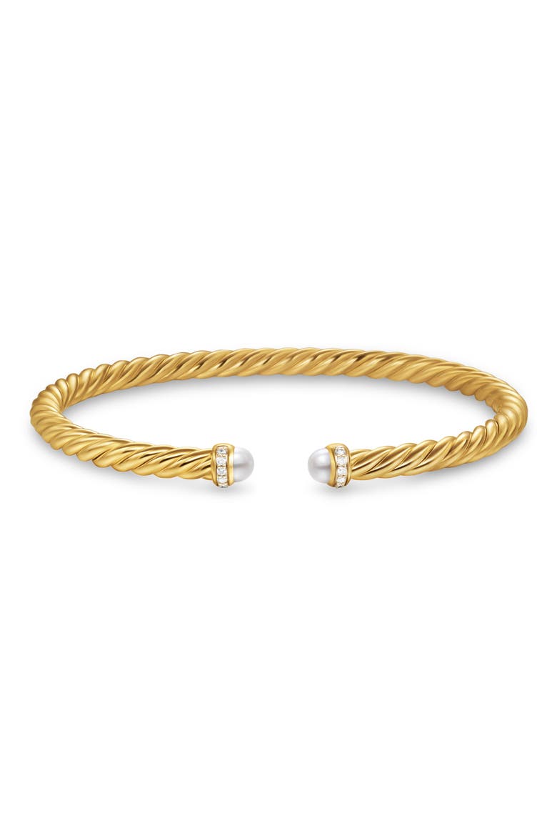 Modern Cablespira® Flex Bracelet in 18K Yellow Gold & Diamonds, Alternate, color, PEARL