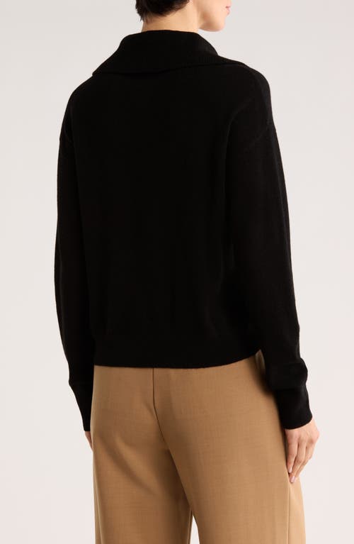 Bruno Magli Half Button Placket Wool & Cashmere Blend Sweater In Black